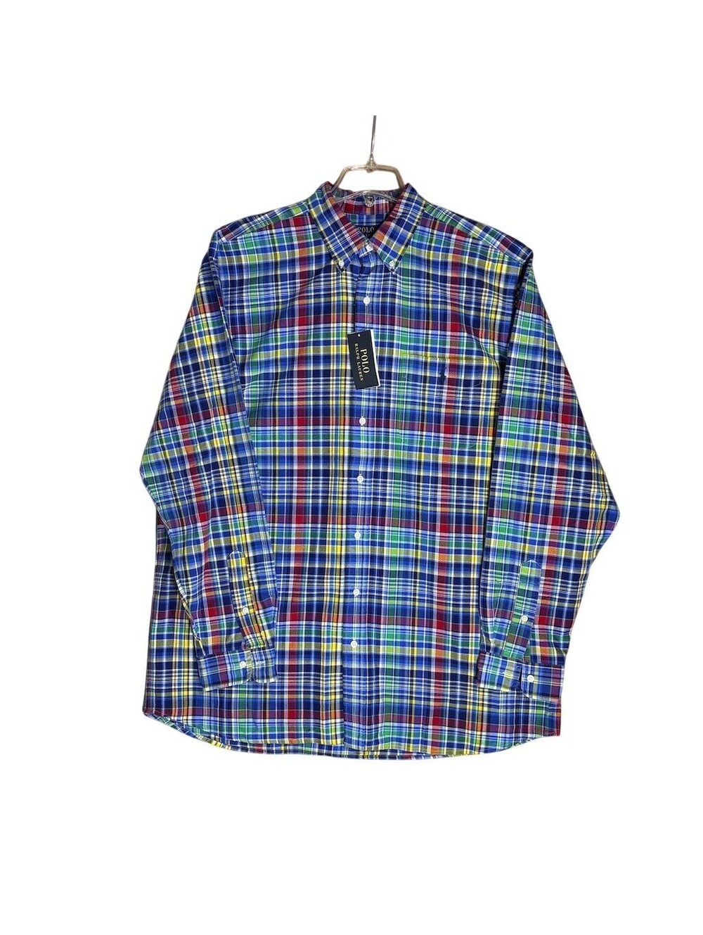 Polo Ralph Lauren Shirt Mens XLT Multicolor striped Plaid Oxford Button-down